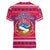 Nepal Christmas Women V-Neck T-Shirt with Red-Blue Design, National Emblem, and Snowflake Motif - Wonder Print Shop