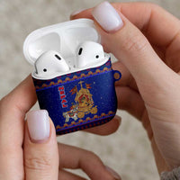 Nepal Christmas AirPods Case with Blue-Red Pattern, Hindu Chariot Scene, and Om Symbol Motif - Wonder Print Shop