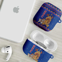 Nepal Christmas AirPods Case with Blue-Red Pattern, Hindu Chariot Scene, and Om Symbol Motif - Wonder Print Shop