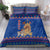 Nepal Christmas Bedding Set with Blue-Red Pattern, Hindu Chariot Scene, and Om Symbol Motif - Wonder Print Shop