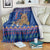 Nepal Christmas Blanket with Blue-Red Pattern, Hindu Chariot Scene, and Om Symbol Motif - Wonder Print Shop
