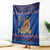 Nepal Christmas Blanket with Blue-Red Pattern, Hindu Chariot Scene, and Om Symbol Motif - Wonder Print Shop