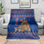 Nepal Christmas Blanket with Blue-Red Pattern, Hindu Chariot Scene, and Om Symbol Motif - Wonder Print Shop