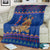 Nepal Christmas Blanket with Blue-Red Pattern, Hindu Chariot Scene, and Om Symbol Motif - Wonder Print Shop