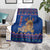 Nepal Christmas Blanket with Blue-Red Pattern, Hindu Chariot Scene, and Om Symbol Motif - Wonder Print Shop