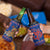 Nepal Christmas 4 in 1 Can Cooler Tumbler with Blue-Red Pattern, Hindu Chariot Scene, and Om Symbol Motif - Wonder Print Shop