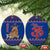 Nepal Christmas Ceramic Ornament with Blue-Red Pattern, Hindu Chariot Scene, and Om Symbol Motif - Wonder Print Shop