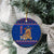 Nepal Christmas Ceramic Ornament with Blue-Red Pattern, Hindu Chariot Scene, and Om Symbol Motif - Wonder Print Shop