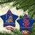 Nepal Christmas Ceramic Ornament with Blue-Red Pattern, Hindu Chariot Scene, and Om Symbol Motif - Wonder Print Shop