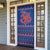 Nepal Christmas Door Cover with Blue-Red Pattern, Hindu Chariot Scene, and Om Symbol Motif - Wonder Print Shop
