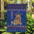 Nepal Christmas Garden Flag with Blue-Red Pattern, Hindu Chariot Scene, and Om Symbol Motif - Wonder Print Shop