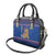 Nepal Christmas Shoulder Handbag with Blue-Red Pattern, Hindu Chariot Scene, and Om Symbol Motif - Wonder Print Shop