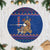 Nepal Christmas Tree Skirt with Blue-Red Pattern, Hindu Chariot Scene, and Om Symbol Motif - Wonder Print Shop