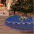 Nepal Christmas Tree Skirt with Blue-Red Pattern, Hindu Chariot Scene, and Om Symbol Motif - Wonder Print Shop