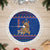 Nepal Christmas Tree Skirt with Blue-Red Pattern, Hindu Chariot Scene, and Om Symbol Motif - Wonder Print Shop