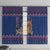 Nepal Christmas Window Curtain with Blue-Red Pattern, Hindu Chariot Scene, and Om Symbol Motif - Wonder Print Shop