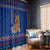 Nepal Christmas Window Curtain with Blue-Red Pattern, Hindu Chariot Scene, and Om Symbol Motif - Wonder Print Shop