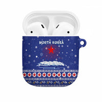North Korea Christmas AirPods Case with Blue Pattern, Red Star, and Snowy Mountain Motif - Wonder Print Shop