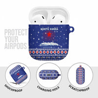 North Korea Christmas AirPods Case with Blue Pattern, Red Star, and Snowy Mountain Motif - Wonder Print Shop