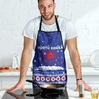 North Korea Christmas Apron with Blue Pattern, Red Star, and Snowy Mountain Motif - Wonder Print Shop
