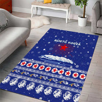 North Korea Christmas Area Rug with Blue Pattern, Red Star, and Snowy Mountain Motif - Wonder Print Shop