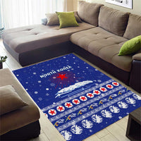 North Korea Christmas Area Rug with Blue Pattern, Red Star, and Snowy Mountain Motif - Wonder Print Shop