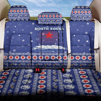 North Korea Christmas Back Car Seat Cover with Blue Pattern, Red Star, and Snowy Mountain Motif - Wonder Print Shop
