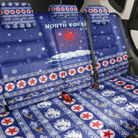 North Korea Christmas Back Car Seat Cover with Blue Pattern, Red Star, and Snowy Mountain Motif - Wonder Print Shop