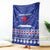 North Korea Christmas Blanket with Blue Pattern, Red Star, and Snowy Mountain Motif - Wonder Print Shop