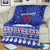 North Korea Christmas Blanket with Blue Pattern, Red Star, and Snowy Mountain Motif - Wonder Print Shop