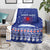 North Korea Christmas Blanket with Blue Pattern, Red Star, and Snowy Mountain Motif - Wonder Print Shop