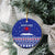 North Korea Christmas Ceramic Ornament with Blue Pattern, Red Star, and Snowy Mountain Motif - Wonder Print Shop