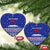 North Korea Christmas Ceramic Ornament with Blue Pattern, Red Star, and Snowy Mountain Motif - Wonder Print Shop