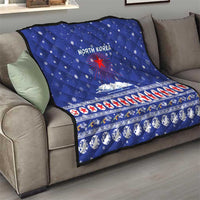 North Korea Christmas Quilt with Blue Pattern, Red Star, and Snowy Mountain Motif - Wonder Print Shop