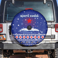 North Korea Christmas Spare Tire Cover with Blue Pattern, Red Star, and Snowy Mountain Motif - Wonder Print Shop
