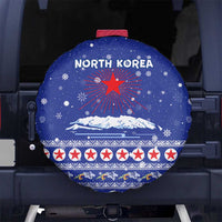North Korea Christmas Spare Tire Cover with Blue Pattern, Red Star, and Snowy Mountain Motif - Wonder Print Shop
