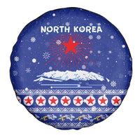 North Korea Christmas Spare Tire Cover with Blue Pattern, Red Star, and Snowy Mountain Motif - Wonder Print Shop