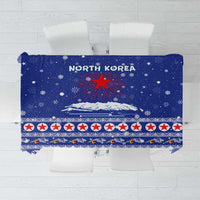 North Korea Christmas Tablecloth with Blue Pattern, Red Star, and Snowy Mountain Motif - Wonder Print Shop