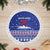 North Korea Christmas Tree Skirt with Blue Pattern, Red Star, and Snowy Mountain Motif - Wonder Print Shop