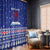 North Korea Christmas Window Curtain with Blue Pattern, Red Star, and Snowy Mountain Motif - Wonder Print Shop