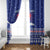 North Korea Christmas Window Curtain with Blue Pattern, Red Star, and Snowy Mountain Motif - Wonder Print Shop