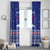 North Korea Christmas Window Curtain with Blue Pattern, Red Star, and Snowy Mountain Motif - Wonder Print Shop