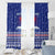 North Korea Christmas Window Curtain with Blue Pattern, Red Star, and Snowy Mountain Motif - Wonder Print Shop