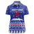 North Korea Christmas Women Polo Shirt with Blue Pattern, Red Star, and Snowy Mountain Motif - Wonder Print Shop