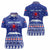 North Korea Christmas Women Polo Shirt with Blue Pattern, Red Star, and Snowy Mountain Motif - Wonder Print Shop