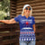 North Korea Christmas Women Polo Shirt with Blue Pattern, Red Star, and Snowy Mountain Motif - Wonder Print Shop