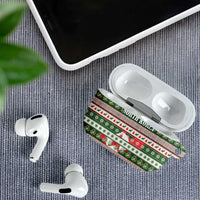 North Korea Christmas AirPods Case with Green-Red Design, National Emblem, and Festive Snowflake Motif - Wonder Print Shop