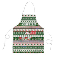 North Korea Christmas Apron with Green-Red Design, National Emblem, and Festive Snowflake Motif - Wonder Print Shop