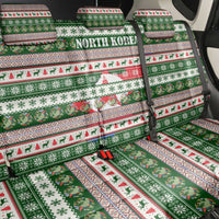 North Korea Christmas Back Car Seat Cover with Green-Red Design, National Emblem, and Festive Snowflake Motif - Wonder Print Shop