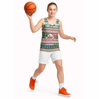 North Korea Christmas Basketball Jersey with Green-Red Design, National Emblem, and Festive Snowflake Motif - Wonder Print Shop